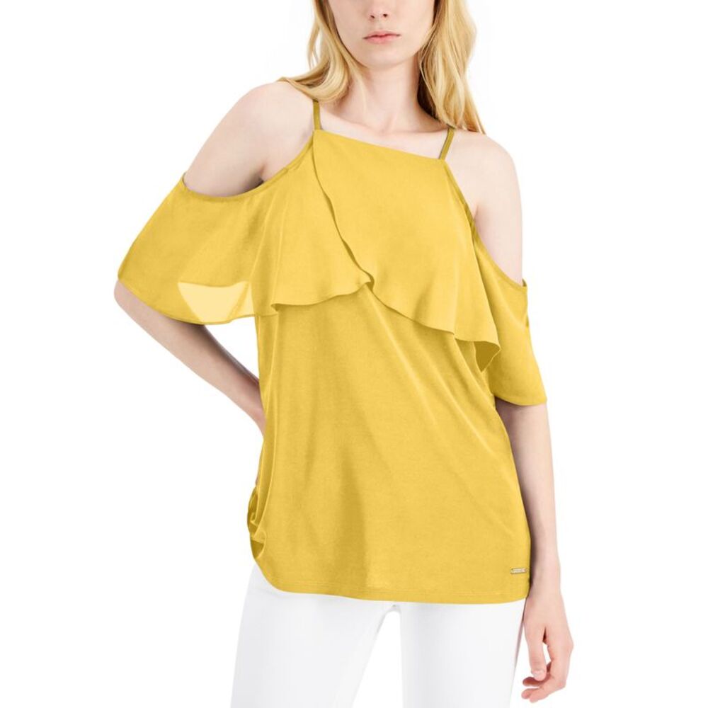 Nine West Ruffled Cold Shoulder Top
